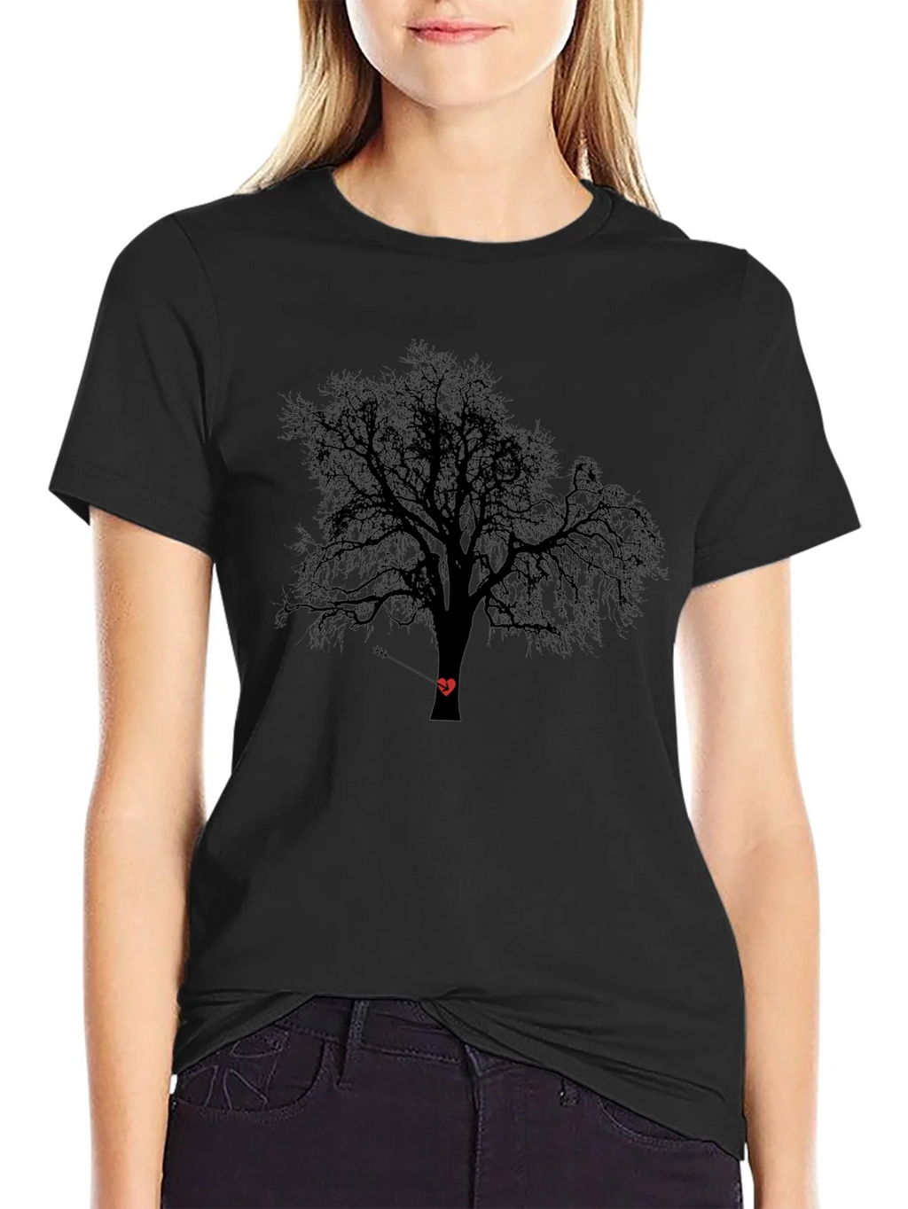 Tree Heart Arrow Black T-Shirt product image 2