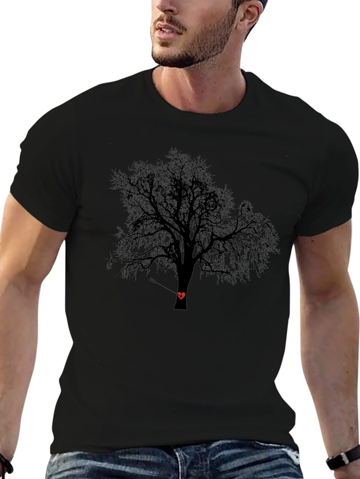 Tree Heart Arrow Black T-Shirt product image 6