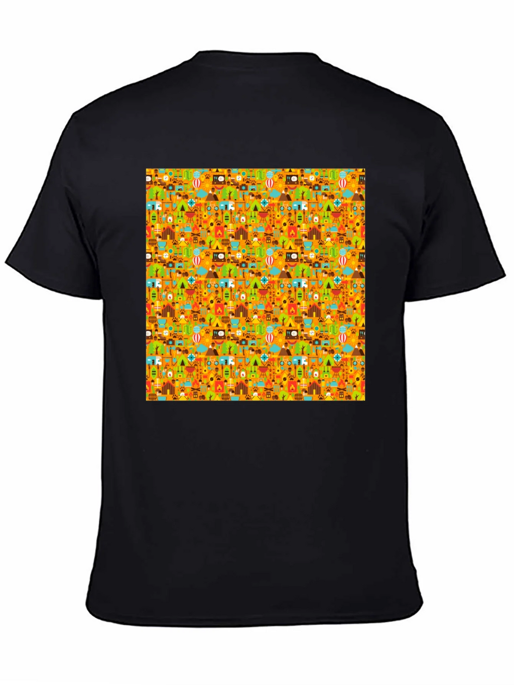 Camping Pattern Mens Black T-Shirt product image 4