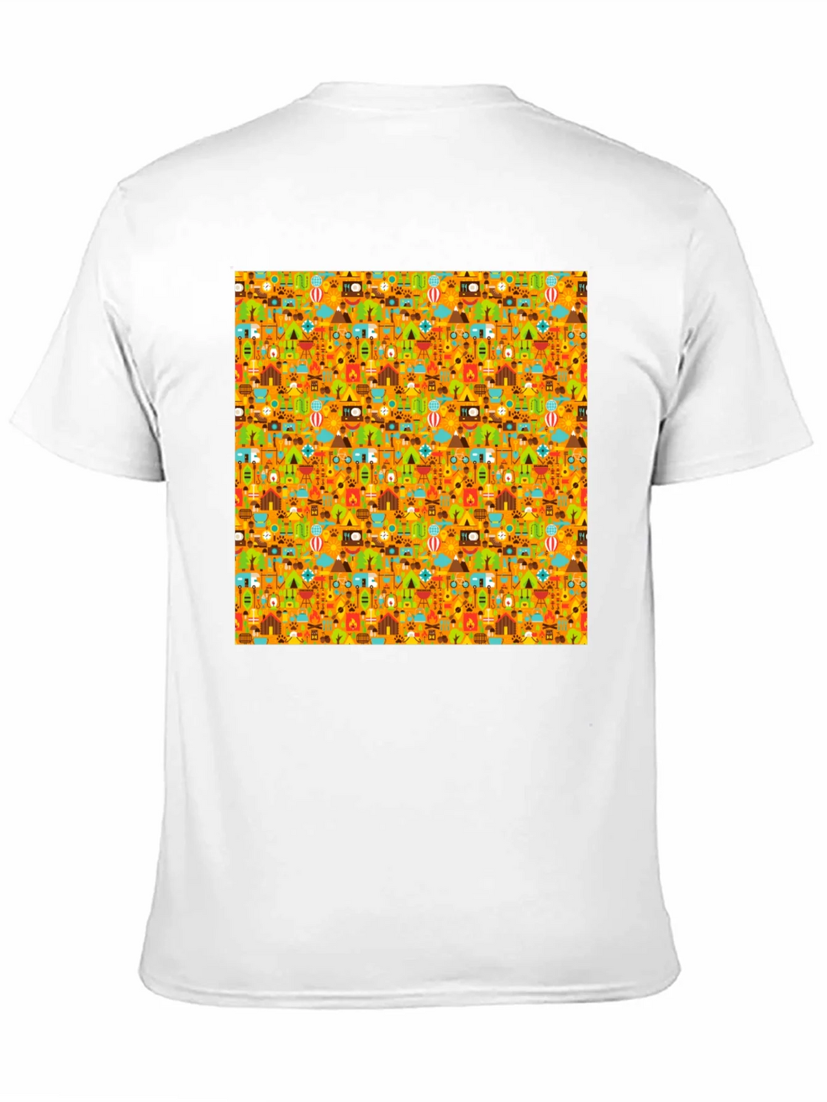 Camping Pattern Mens Black T-Shirt product image 10