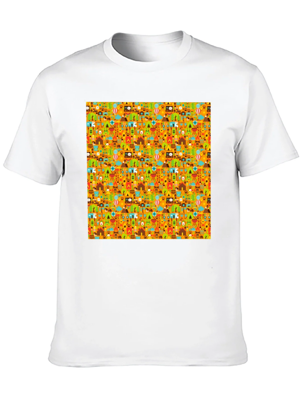 Camping Pattern Mens Black T-Shirt product image 9
