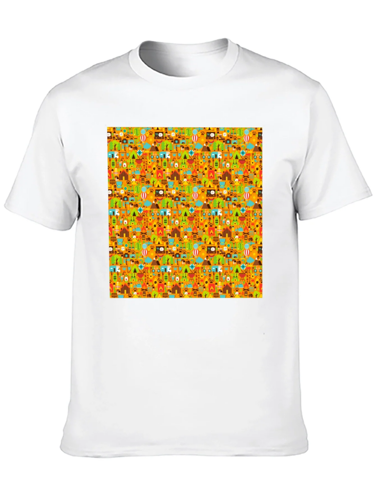 Camping Pattern Mens Black T-Shirt product image 9