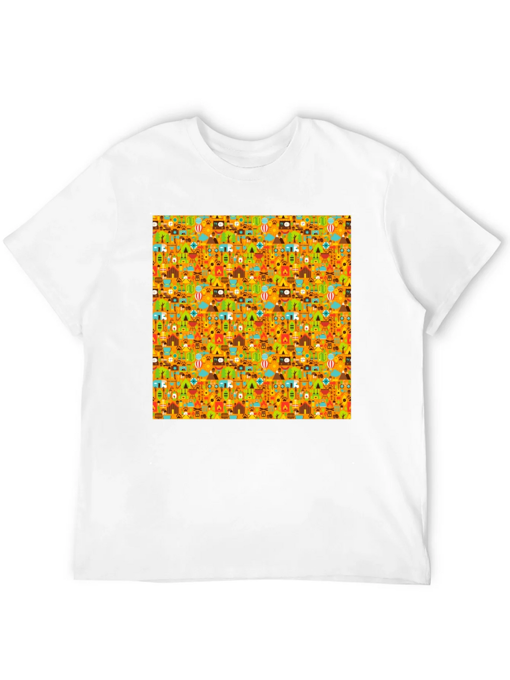 Camping Pattern Mens Black T-Shirt product image 11