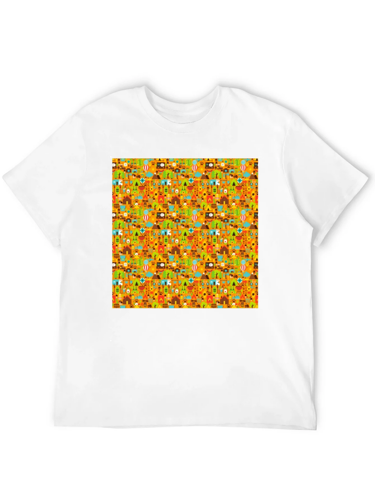 Camping Pattern Mens Black T-Shirt product image 11