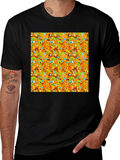 Camping Pattern Mens Black T-Shirt product image 1