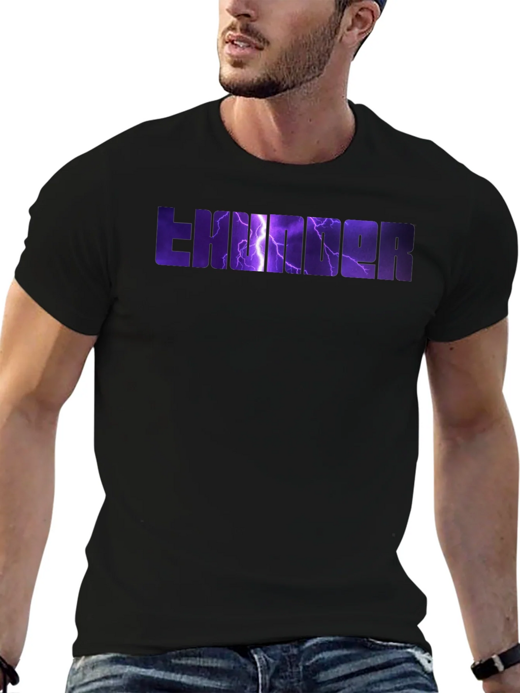 Thunder Graphic Print Black T-Shirt product image 6