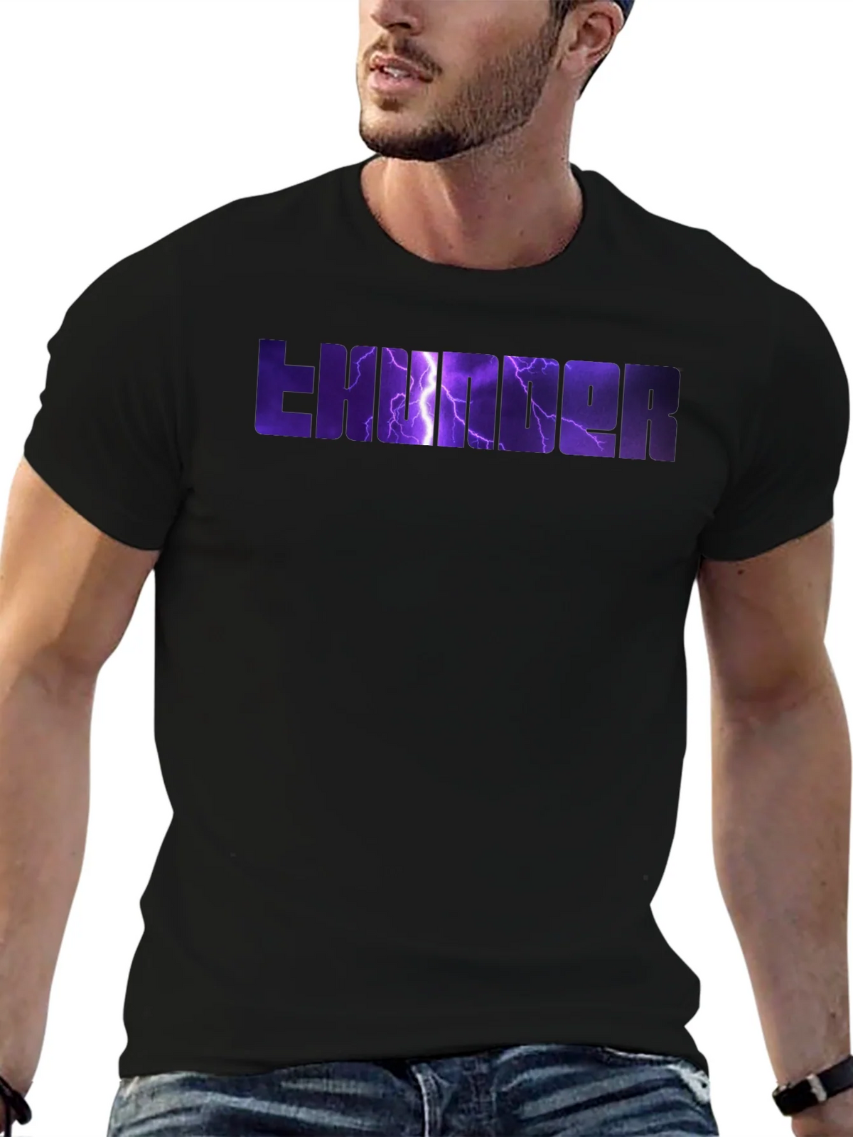 Thunder Graphic Print Black T-Shirt product image 6