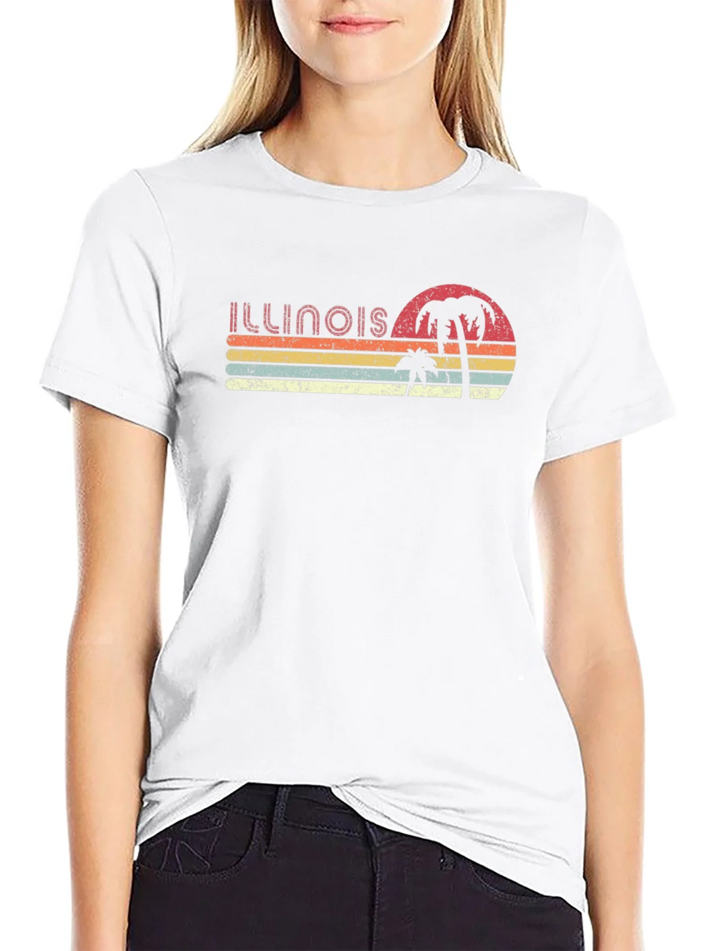 Retro Illinois Palm Sunset T-Shirt product image 7