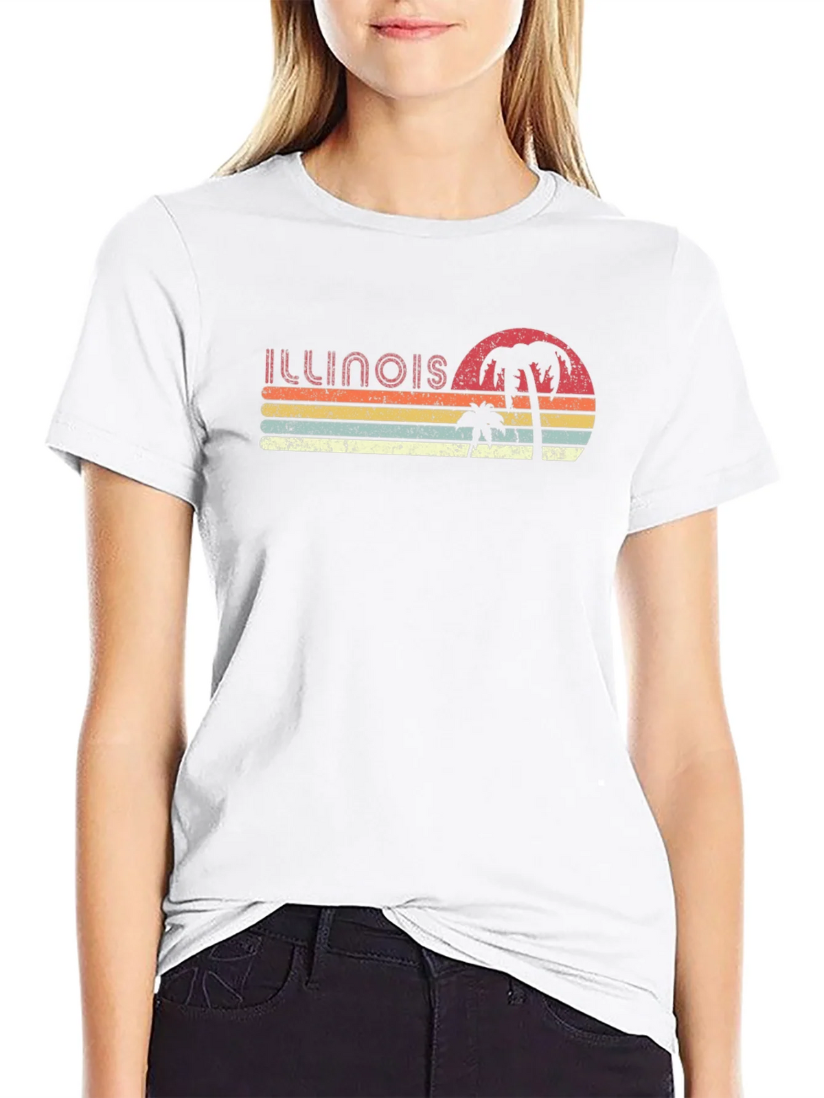 Retro Illinois Palm Sunset T-Shirt product image 7