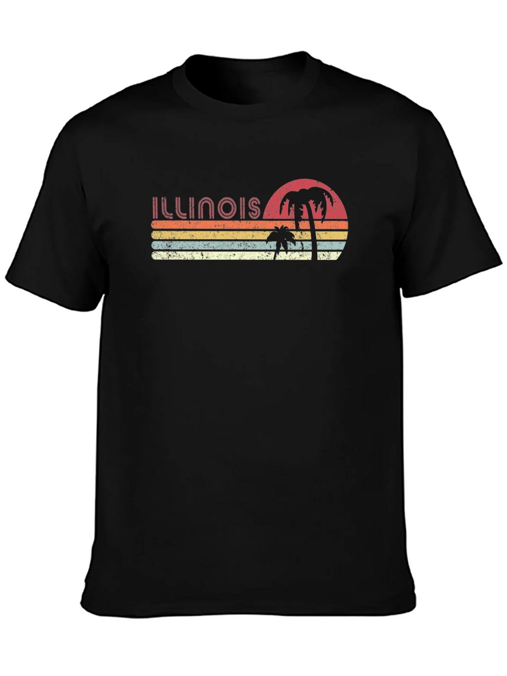 Retro Illinois Palm Sunset T-Shirt product image 3
