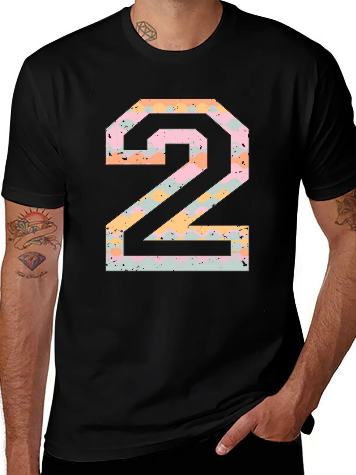 Number 2 Graphic Print Black T-Shirt product image 1