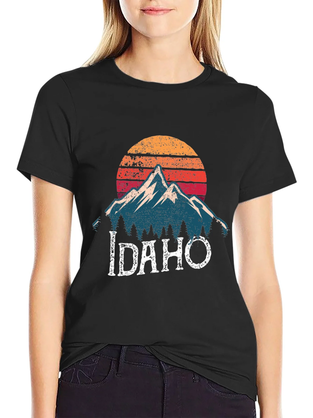 Idaho Mountain Graphic T-Shirt - Retro Sunset Design product image 2