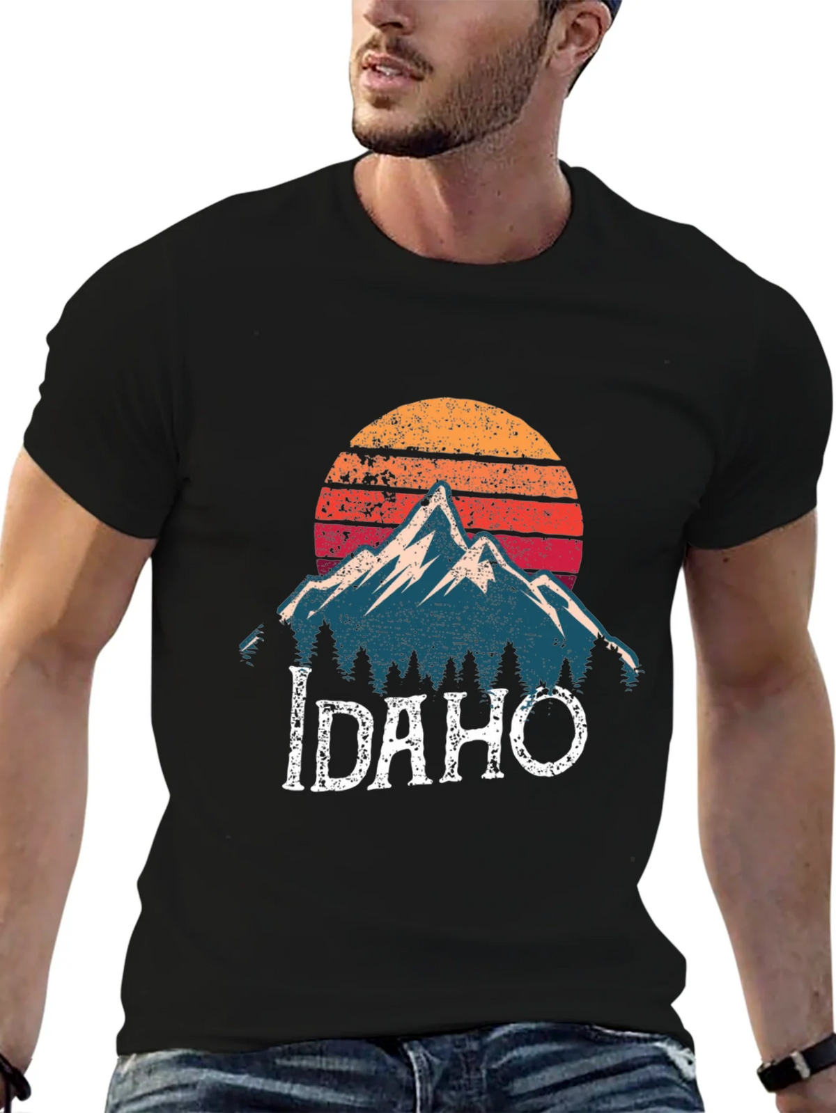 Idaho Mountain Graphic T-Shirt - Retro Sunset Design product image 6