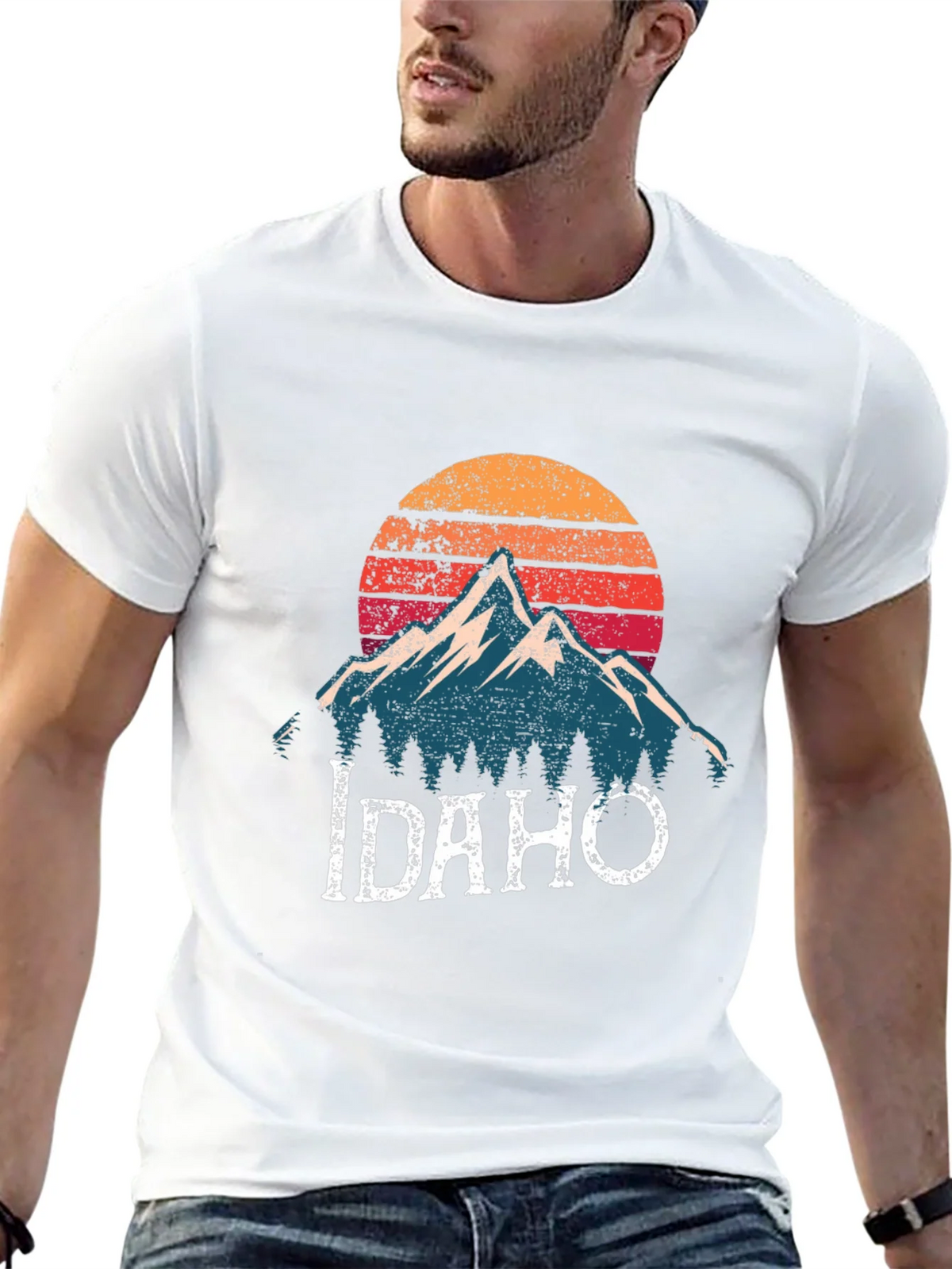 Idaho Mountain Graphic T-Shirt - Retro Sunset Design product image 12