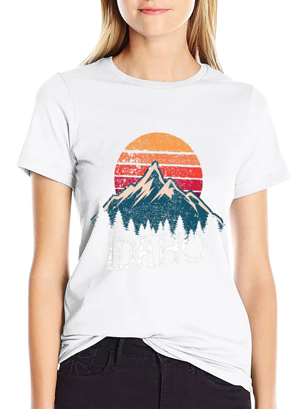 Idaho Mountain Graphic T-Shirt - Retro Sunset Design product image 8