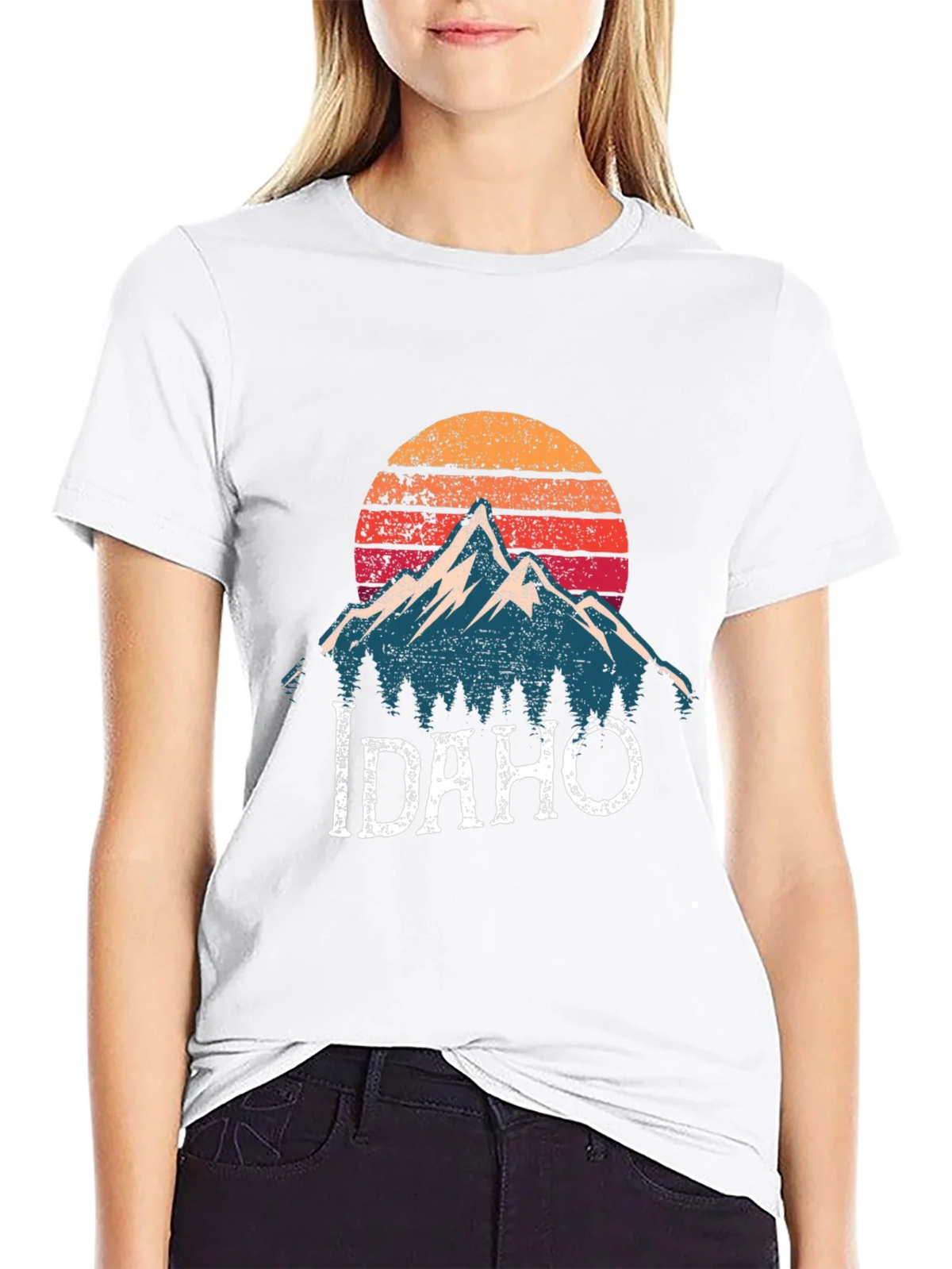 Idaho Mountain Graphic T-Shirt - Retro Sunset Design product image 8
