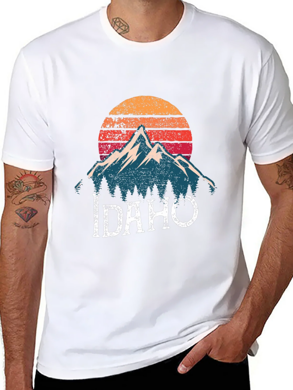Idaho Mountain Graphic T-Shirt - Retro Sunset Design product image 7