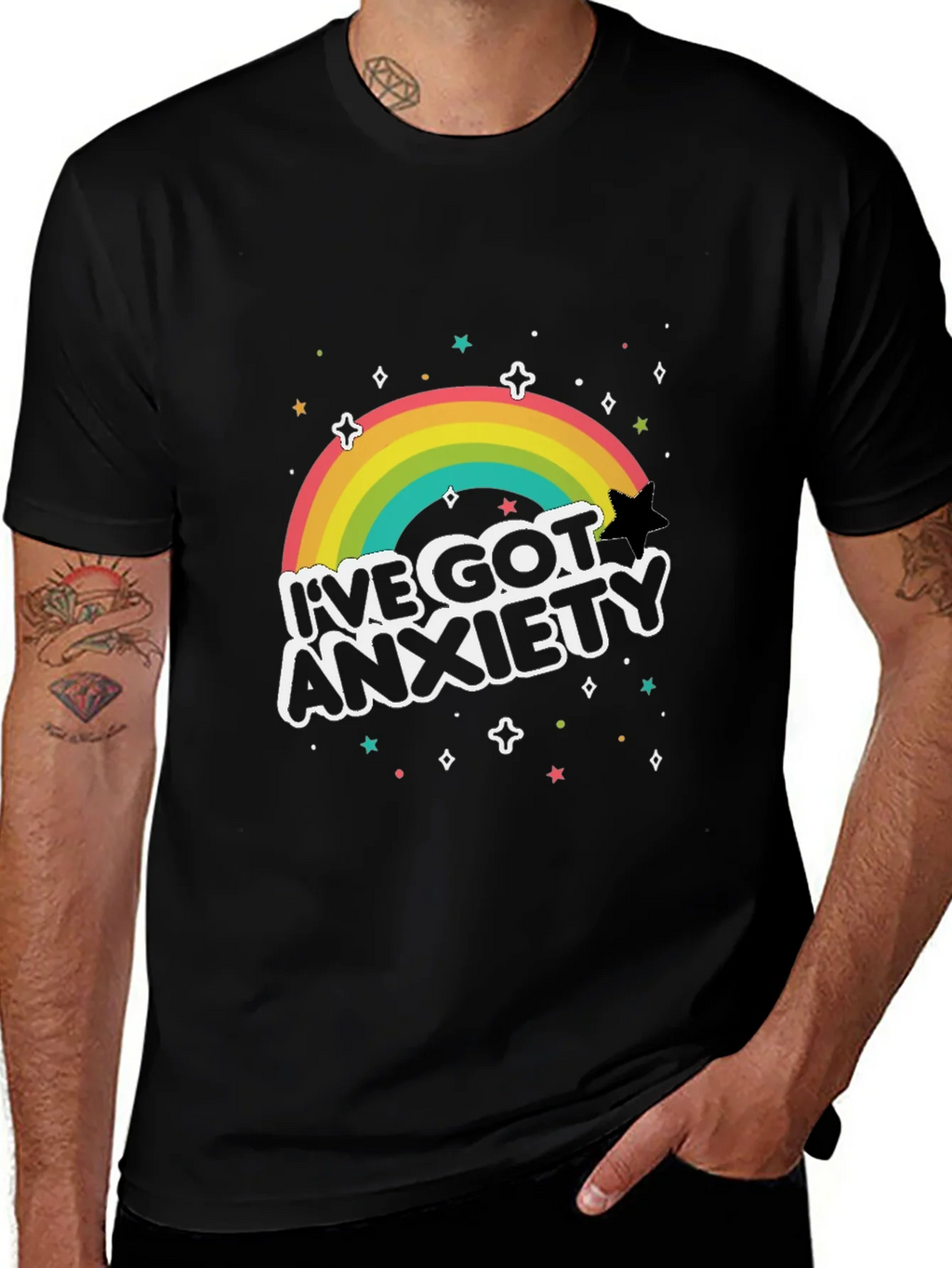 Anxiety Rainbow Graphic Tee - Black T-Shirt product image 1