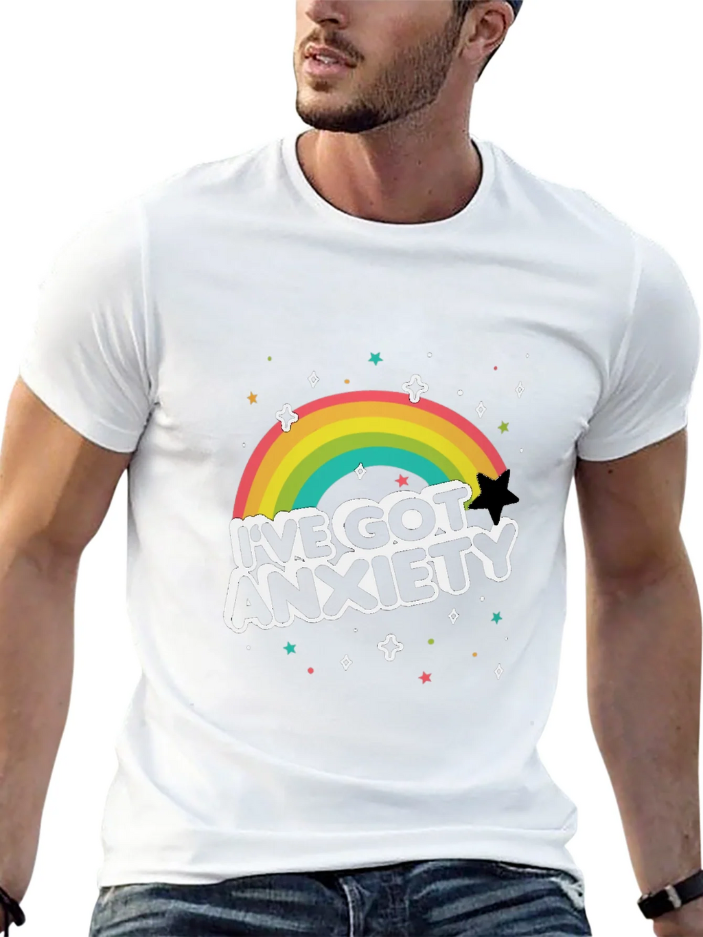 Anxiety Rainbow Graphic Tee - Black T-Shirt product image 8