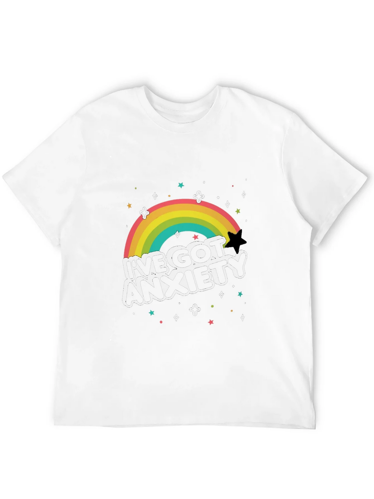 Anxiety Rainbow Graphic Tee - Black T-Shirt product image 7