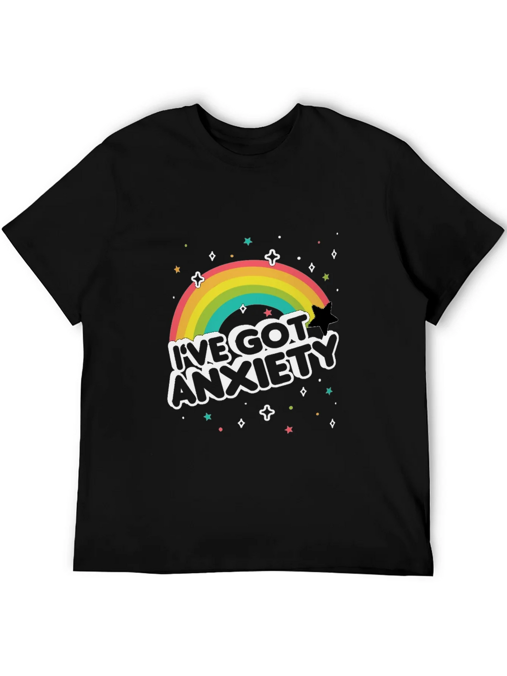 Anxiety Rainbow Graphic Tee - Black T-Shirt product image 3