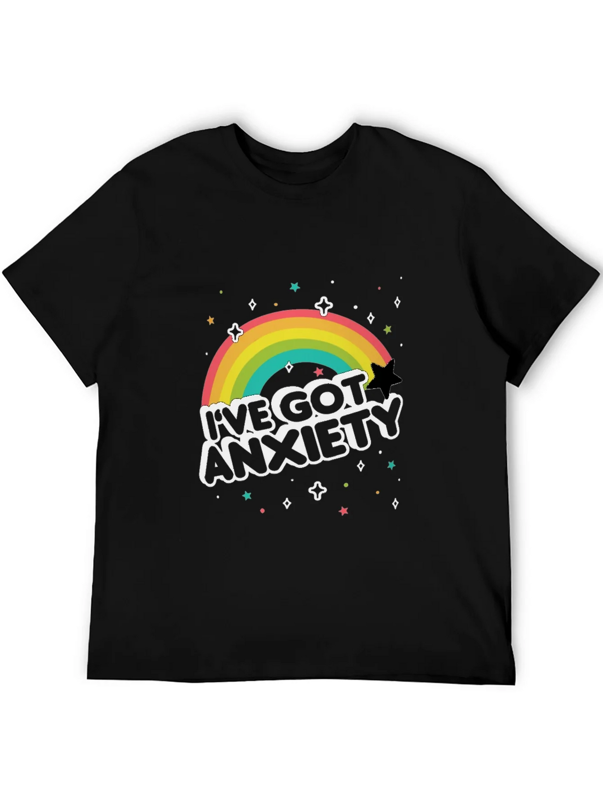 Anxiety Rainbow Graphic Tee - Black T-Shirt product image 3