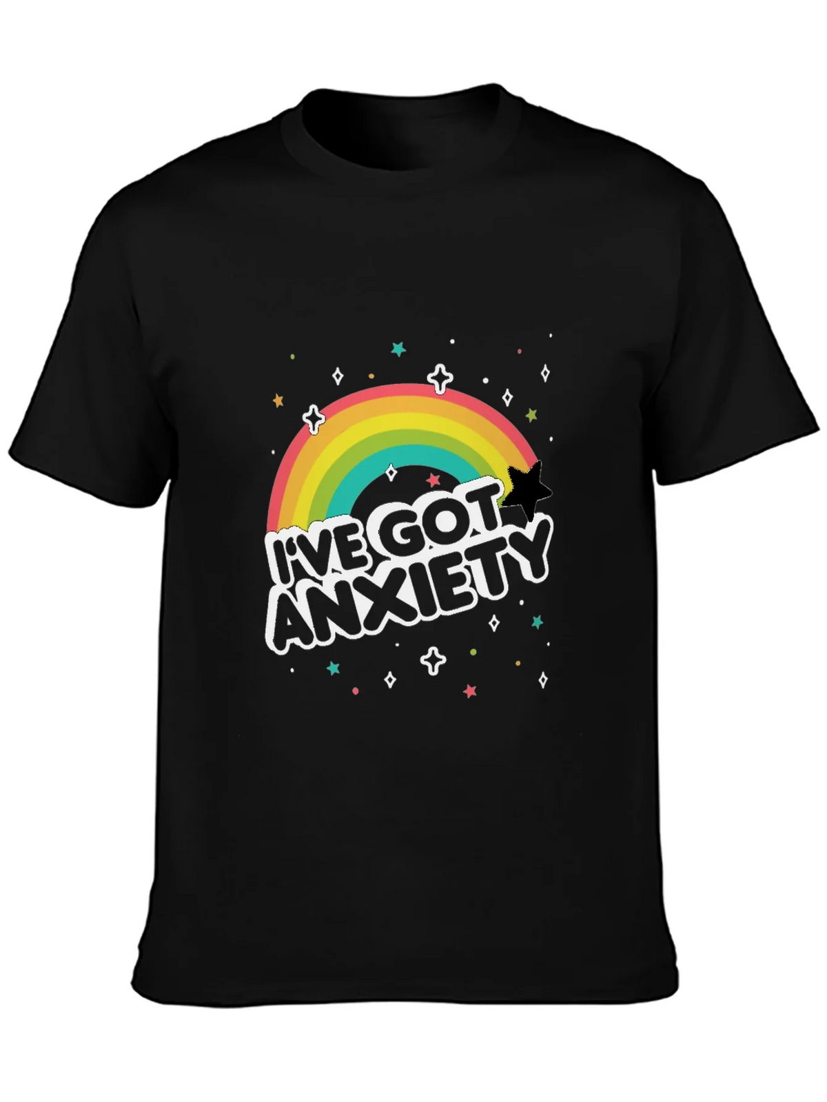 Anxiety Rainbow Graphic Tee - Black T-Shirt product image 2
