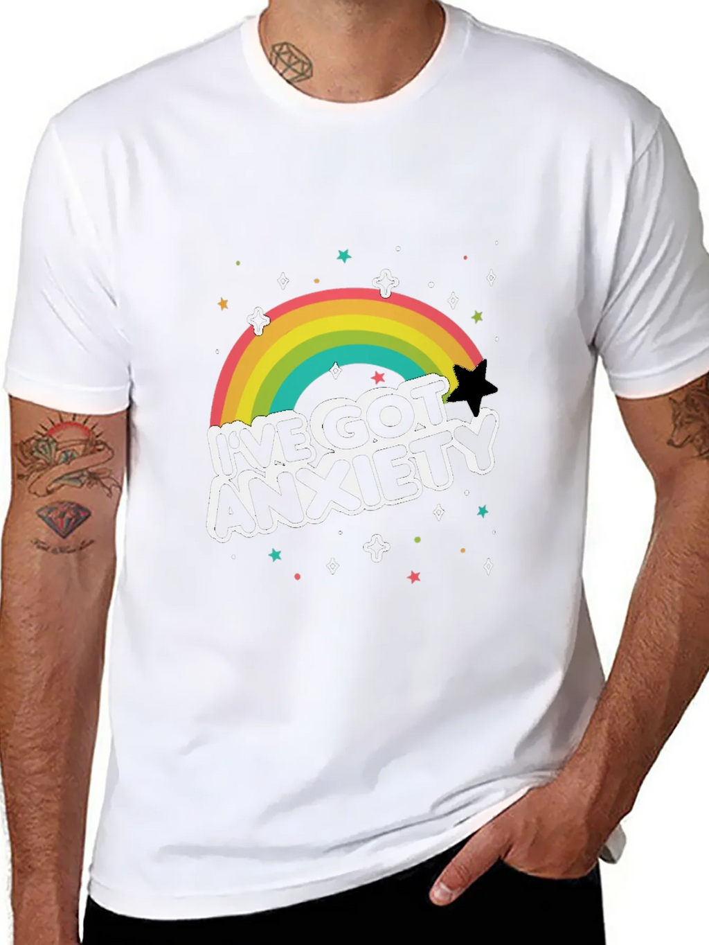 Anxiety Rainbow Graphic Tee - Black T-Shirt product image 5
