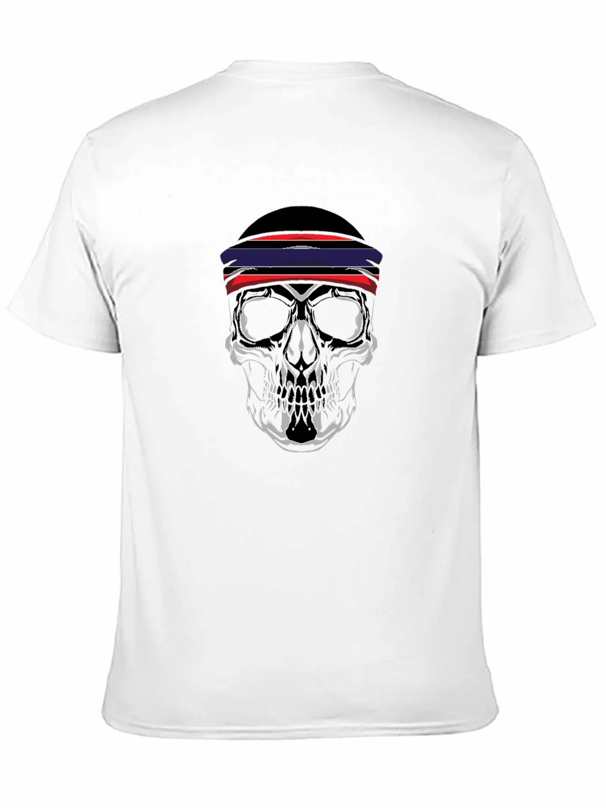 Skull Graphic Tee - Black with Red & Blue Headband Design product image 10