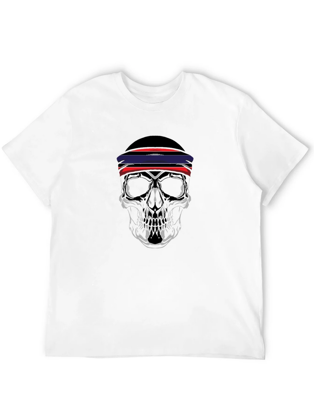 Skull Graphic Tee - Black with Red & Blue Headband Design product image 11