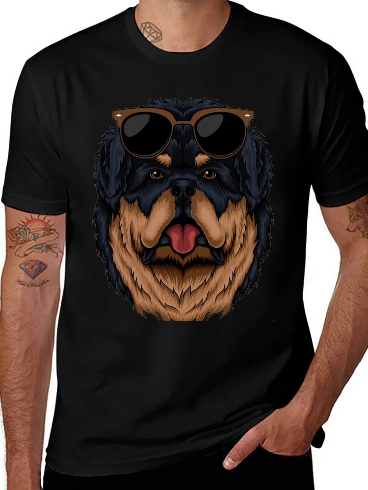 Cool Rottweiler Dog Graphic Black T-Shirt product image 1