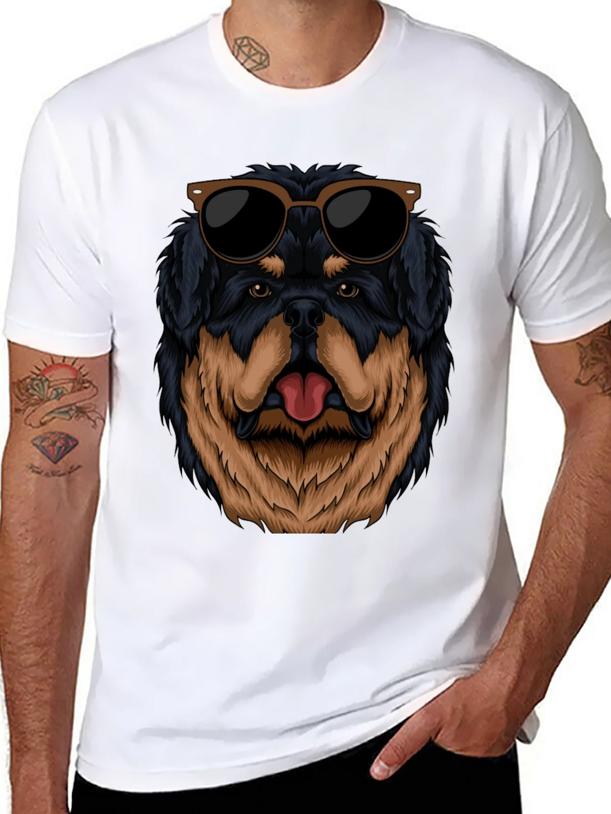 Cool Rottweiler Dog Graphic Black T-Shirt product image 7