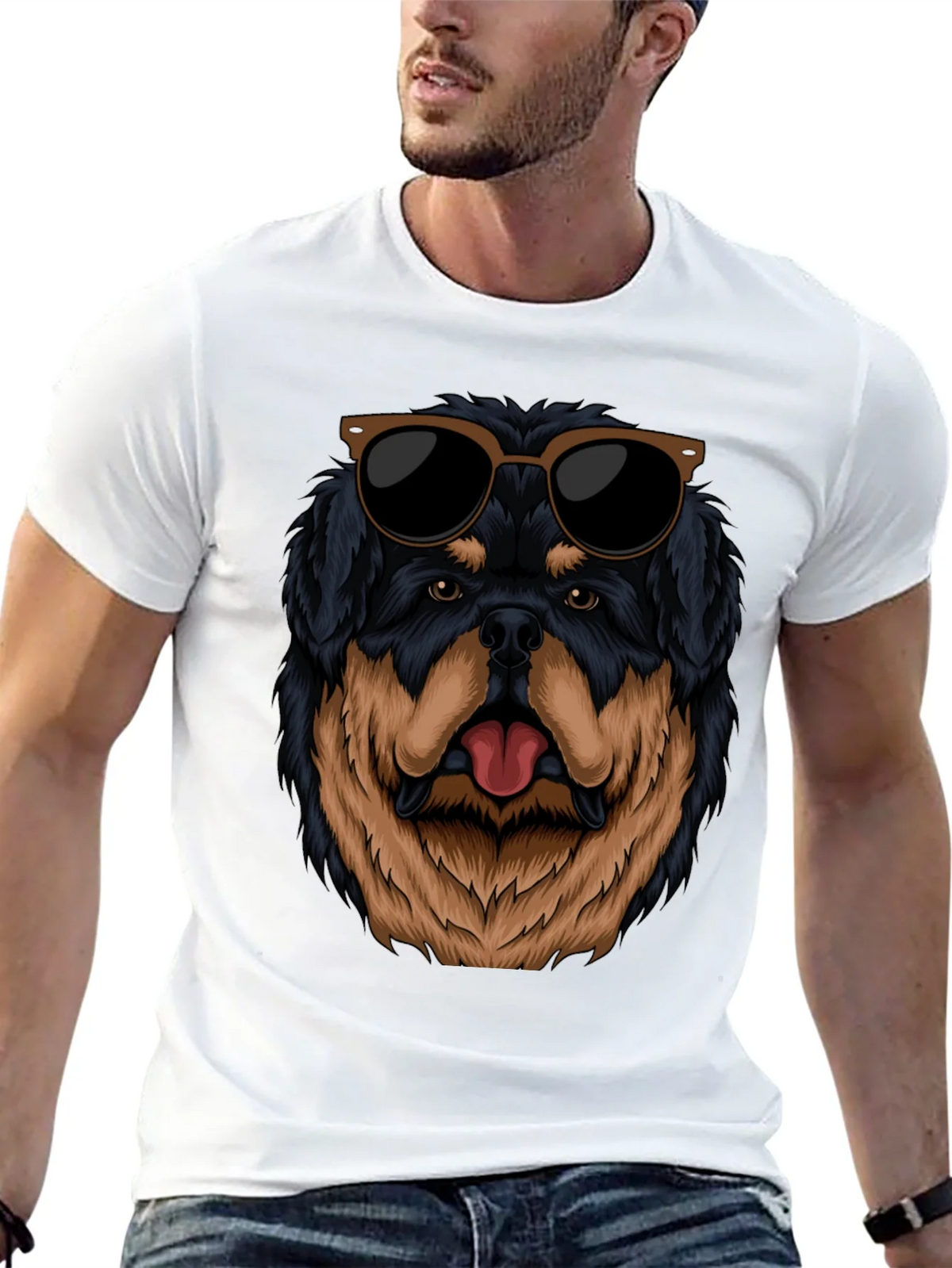 Cool Rottweiler Dog Graphic Black T-Shirt product image 12