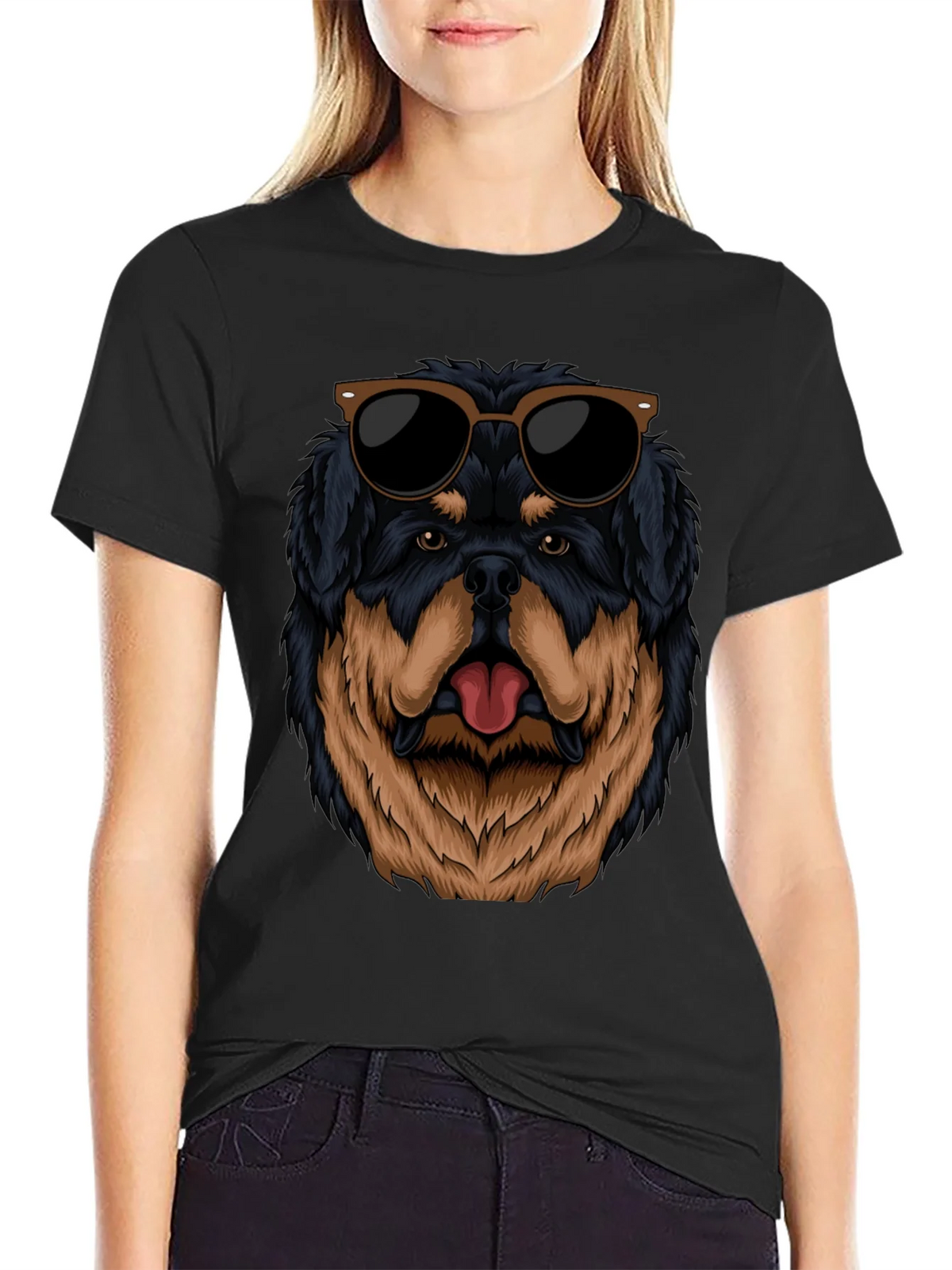 Cool Rottweiler Dog Graphic Black T-Shirt product image 2