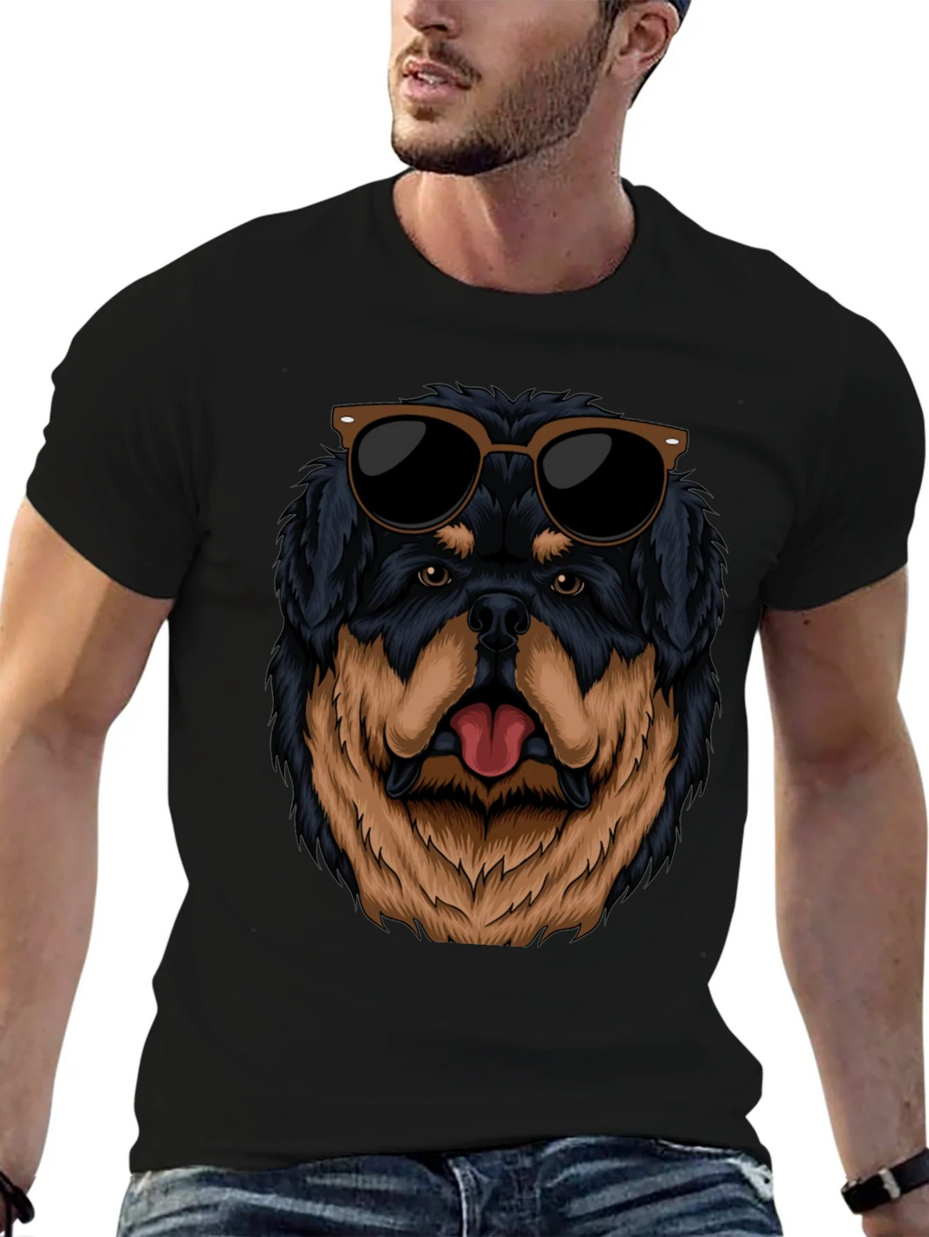 Cool Rottweiler Dog Graphic Black T-Shirt product image 6