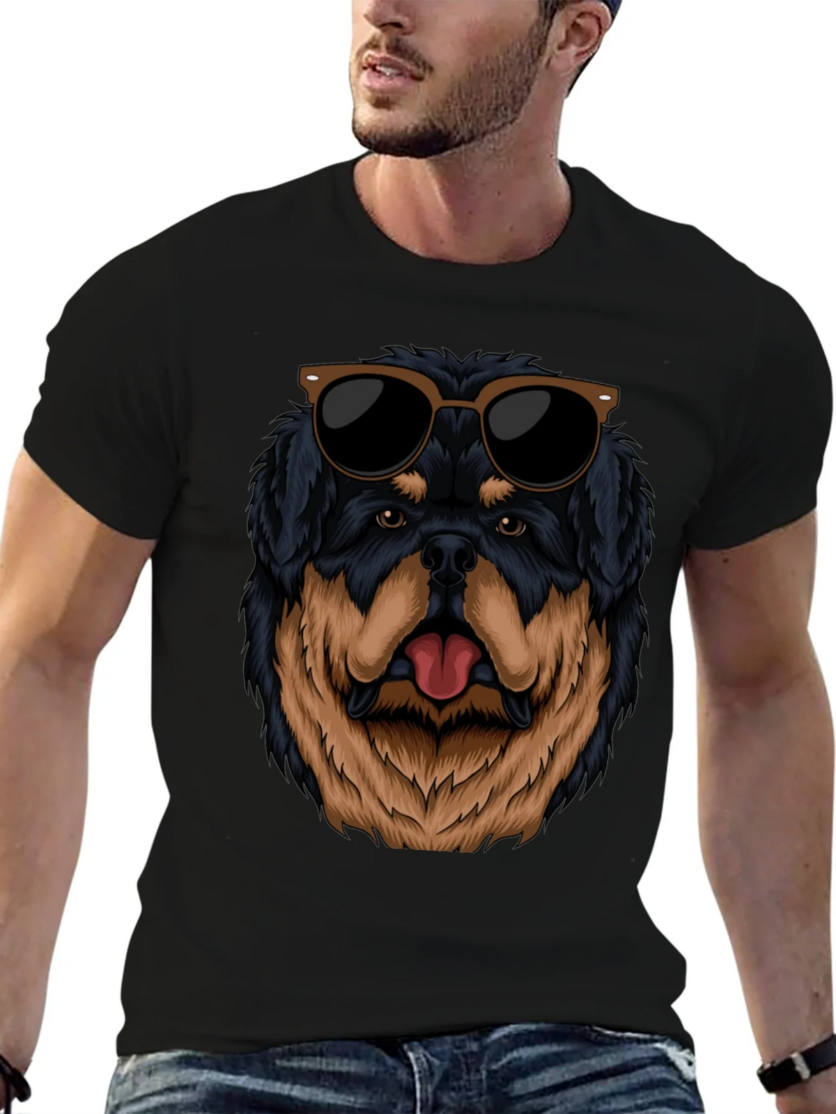 Cool Rottweiler Dog Graphic Black T-Shirt product image 6