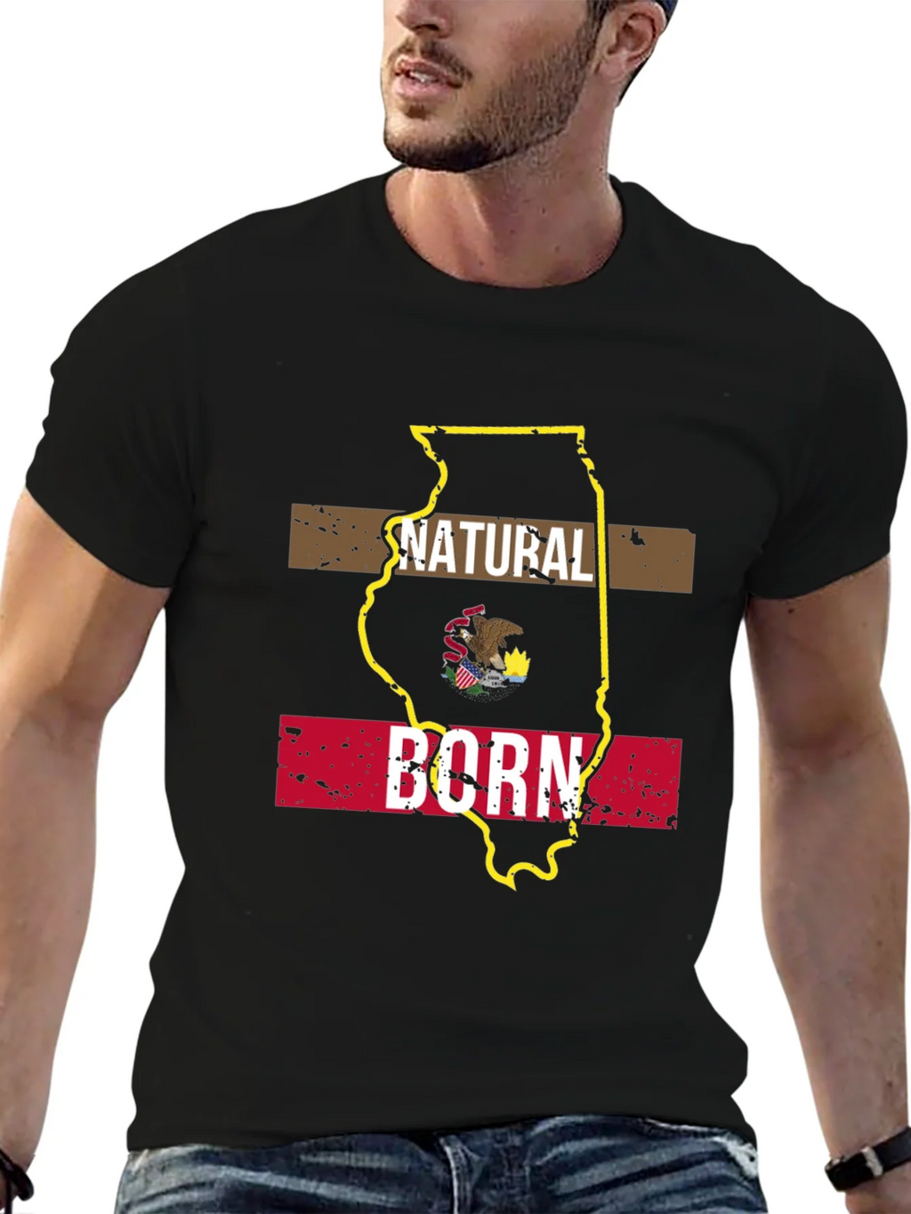Natural Born Illinois State Pride T-Shirt product image 6