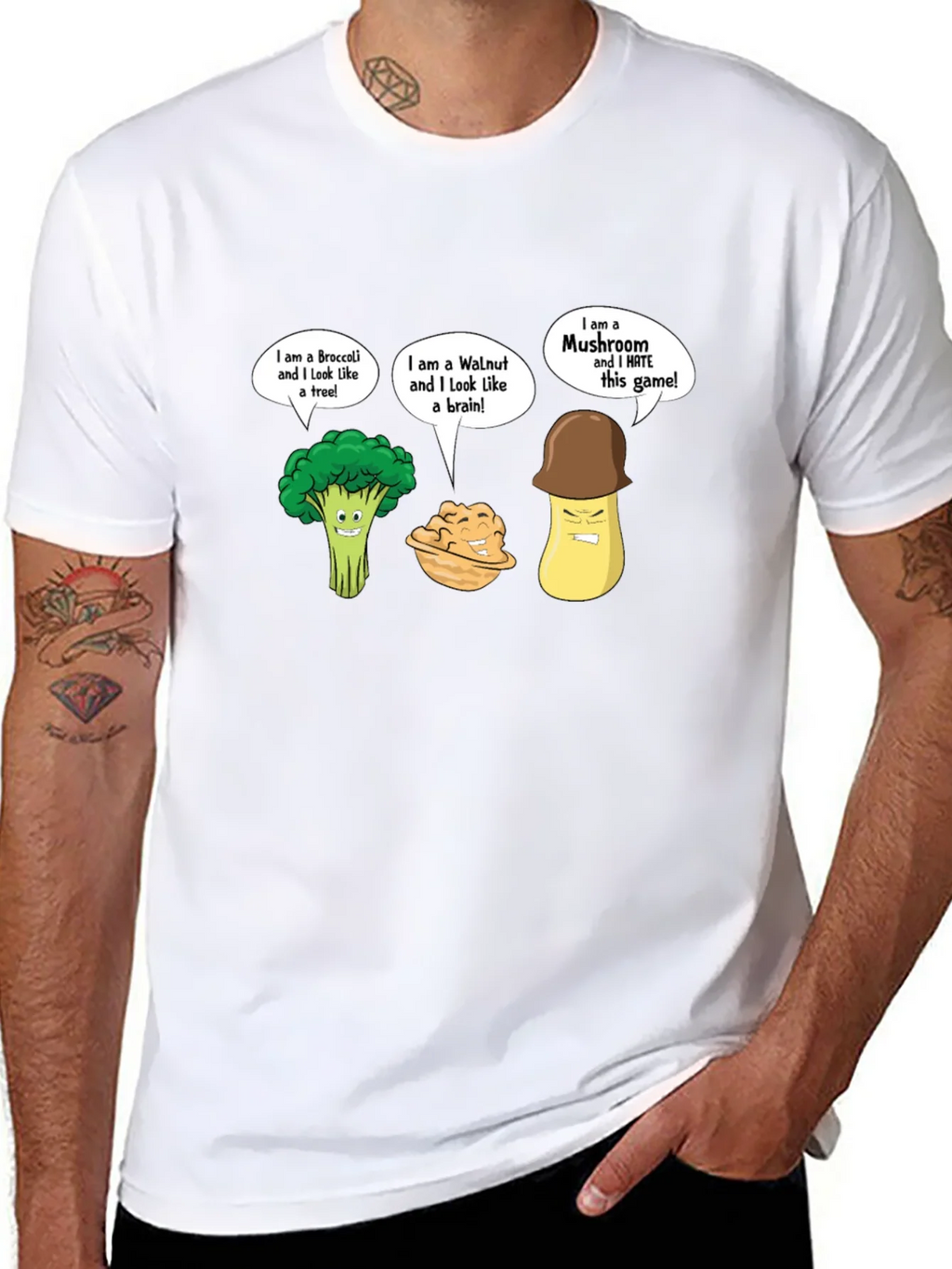 Funny Cartoon Vegetables Black T-Shirt product image 7