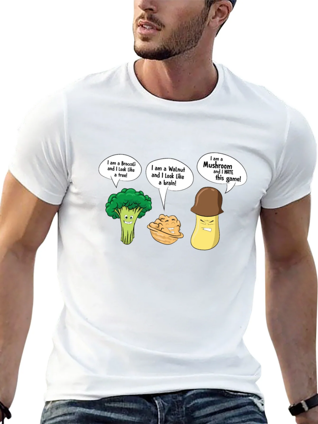 Funny Cartoon Vegetables Black T-Shirt product image 12