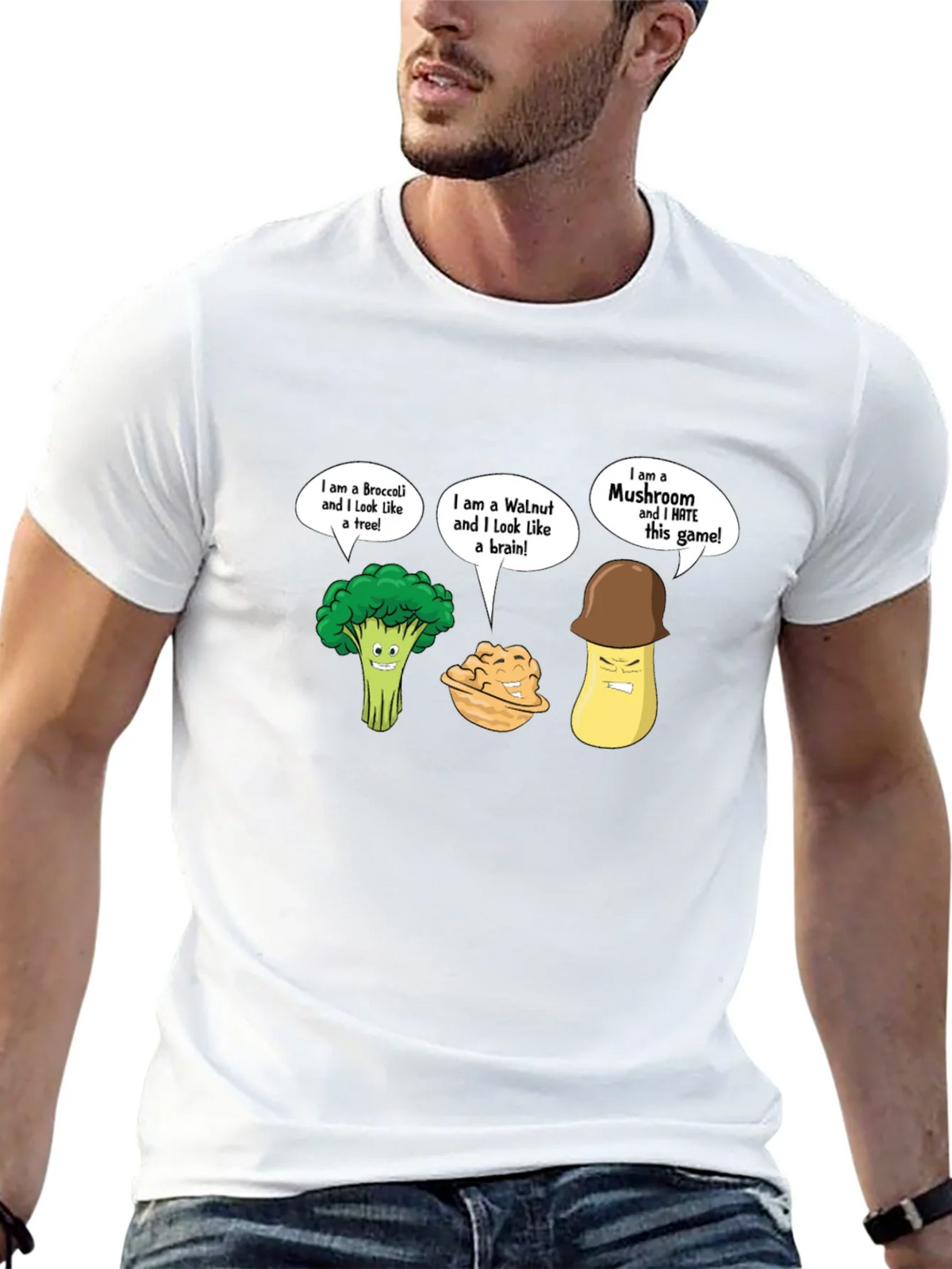 Funny Cartoon Vegetables Black T-Shirt product image 12