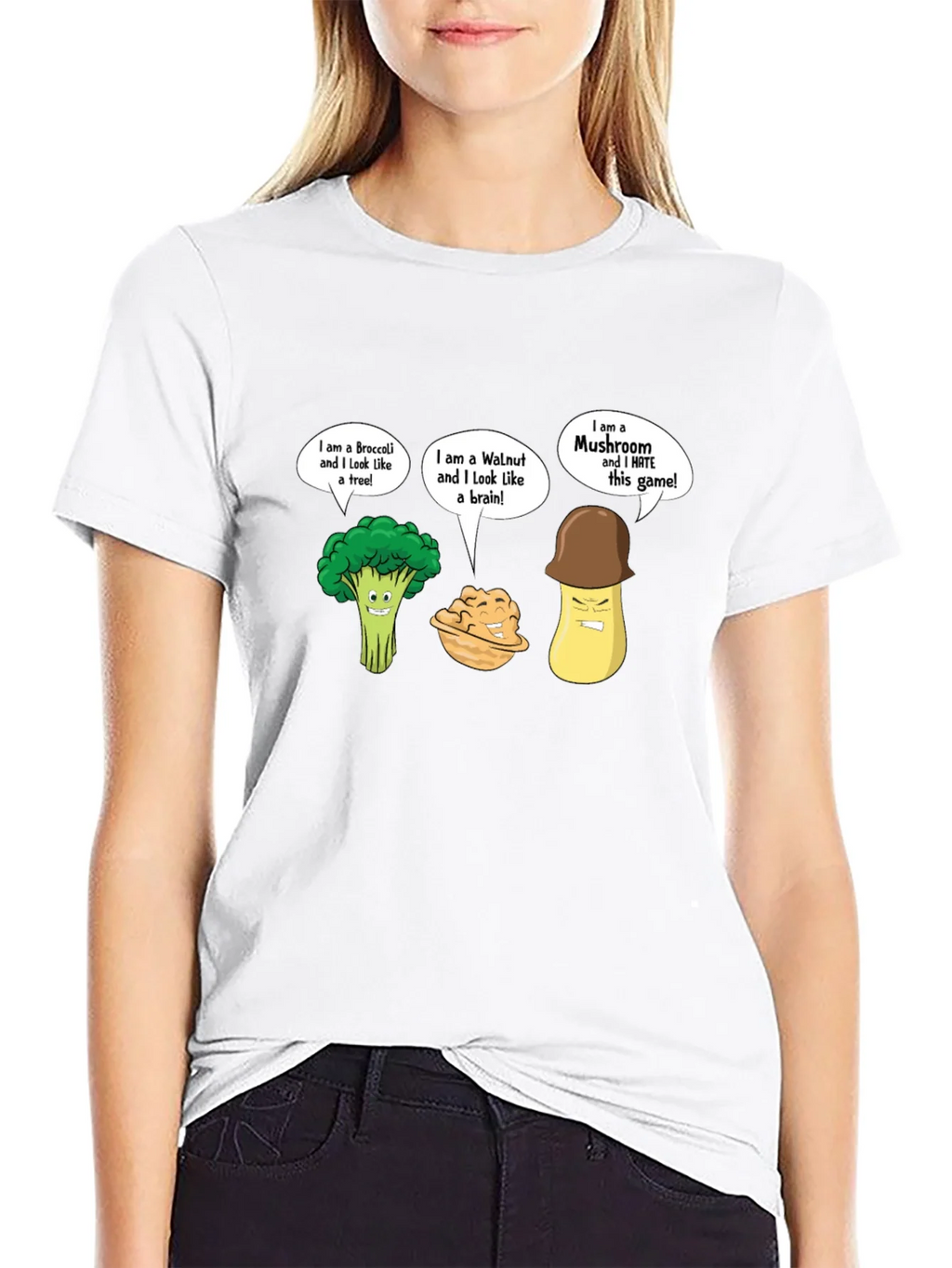 Funny Cartoon Vegetables Black T-Shirt product image 8