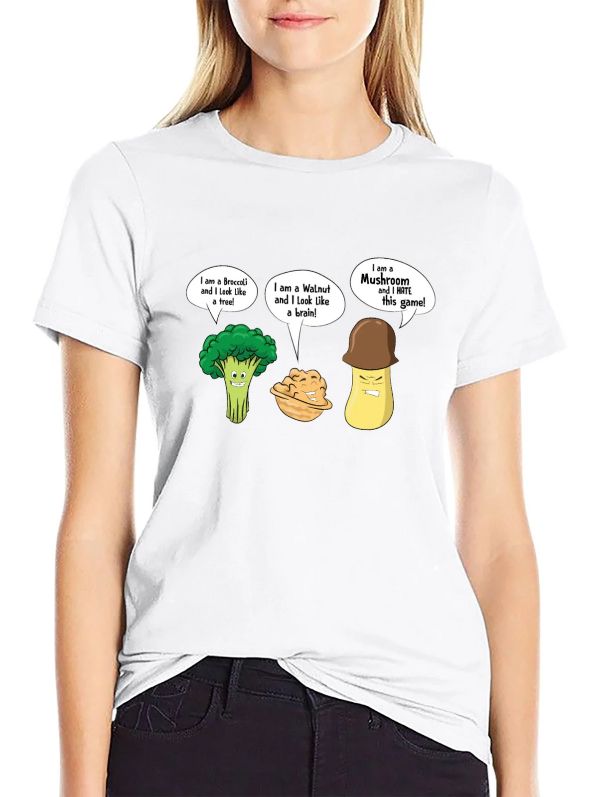 Funny Cartoon Vegetables Black T-Shirt product image 8