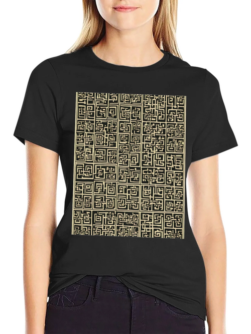 Abstract Maze Pattern Black T-Shirt product image 2