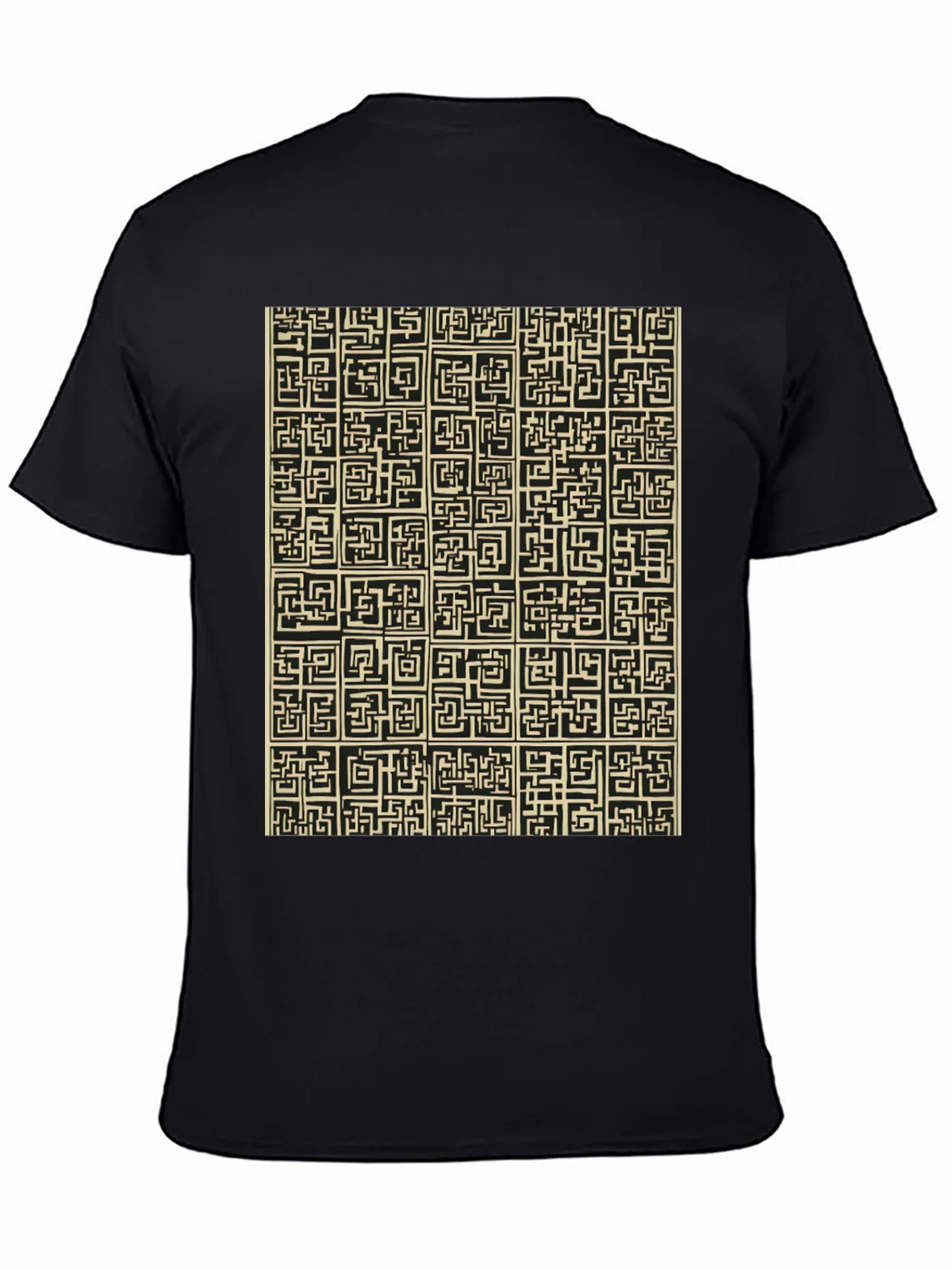 Abstract Maze Pattern Black T-Shirt product image 4