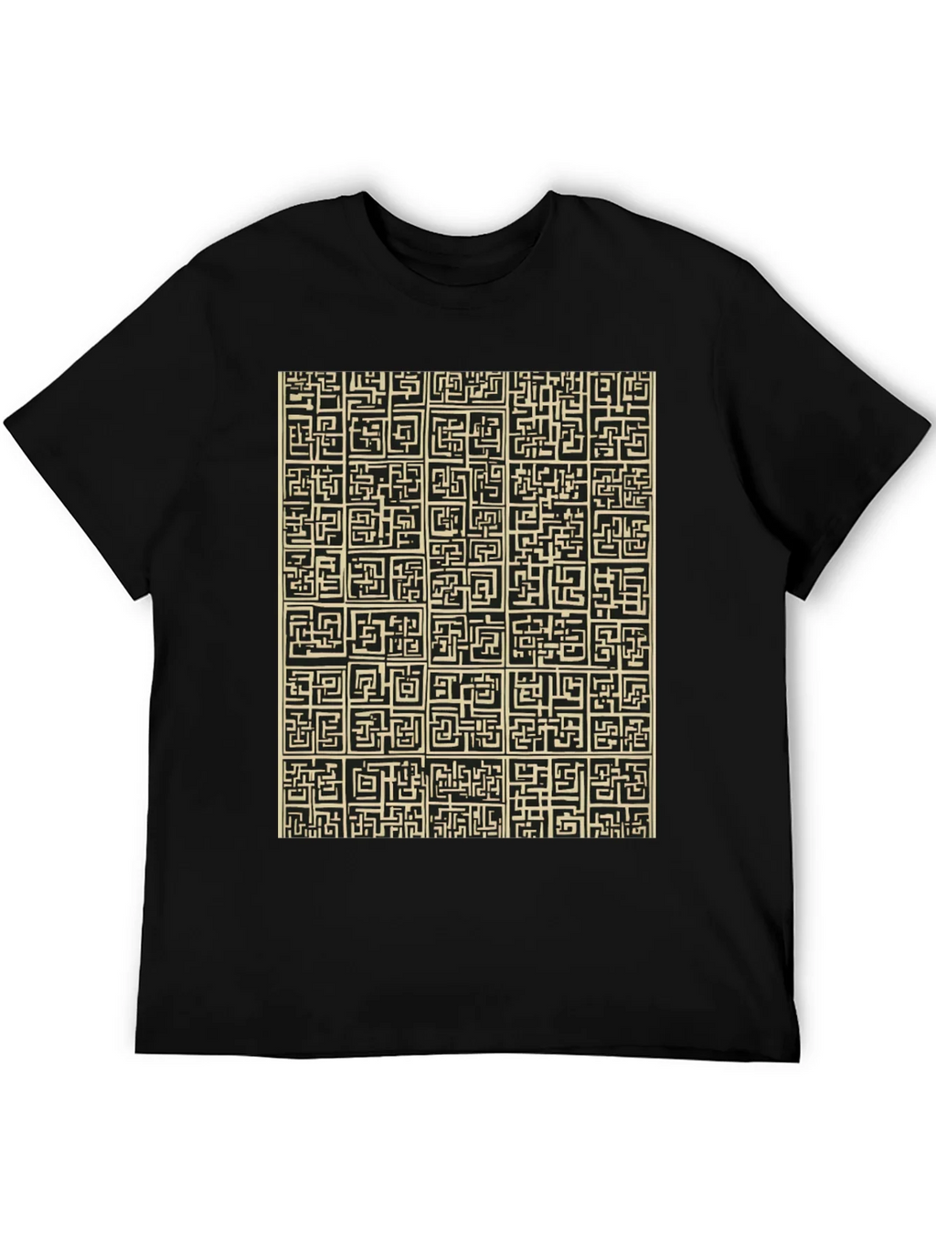 Abstract Maze Pattern Black T-Shirt product image 5