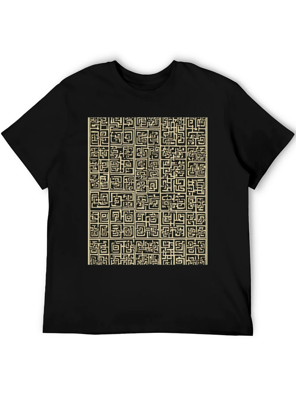 Abstract Maze Pattern Black T-Shirt product image 5