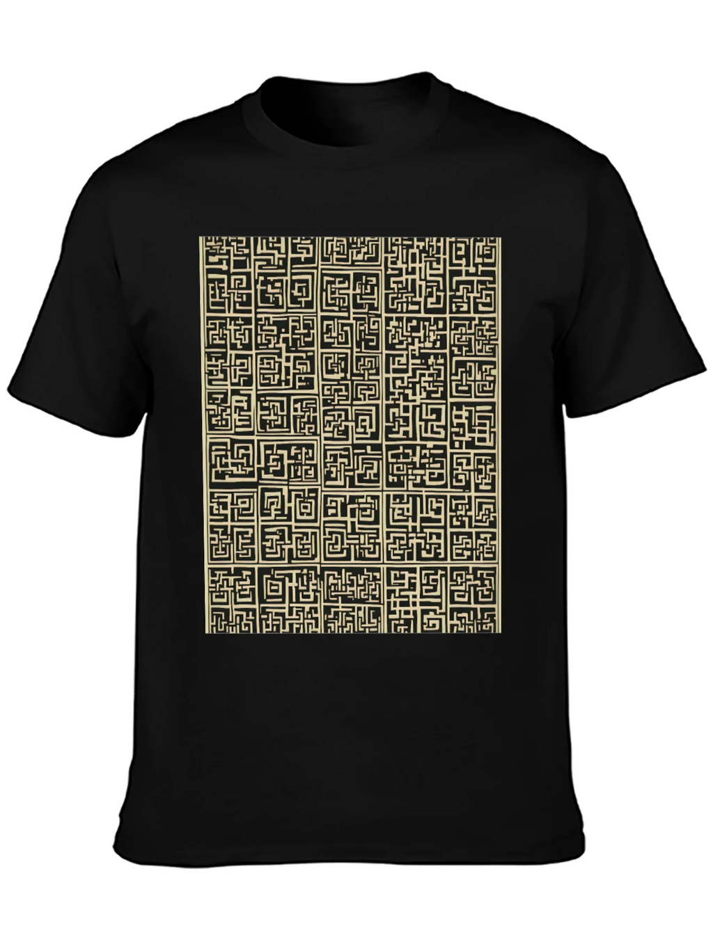 Abstract Maze Pattern Black T-Shirt product image 3