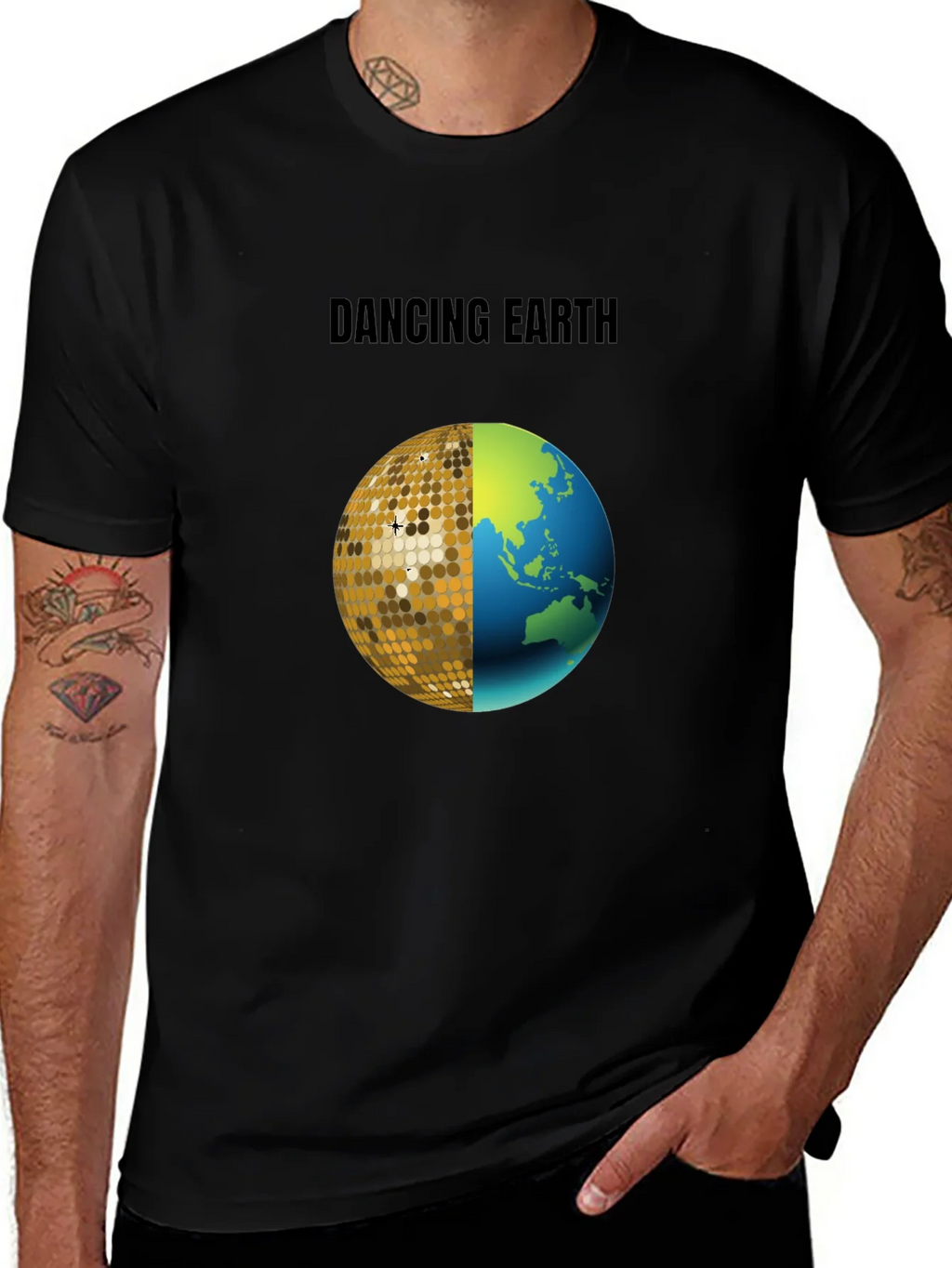 Dancing Earth Graphic Tee - Black Cotton T-Shirt product image 1