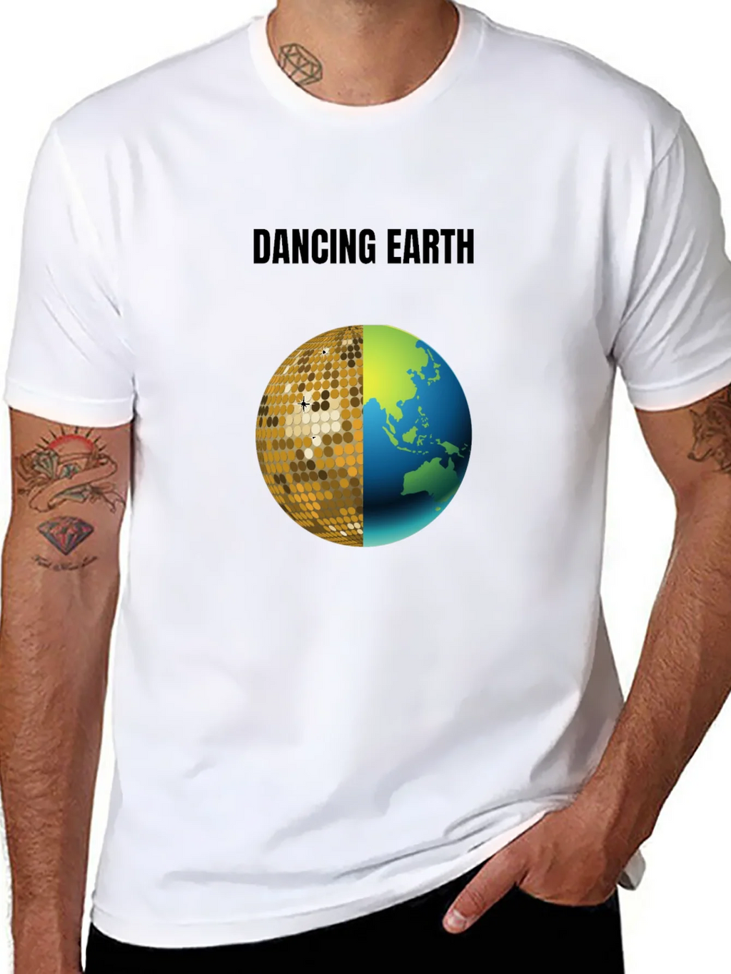 Dancing Earth Graphic Tee - Black Cotton T-Shirt product image 7