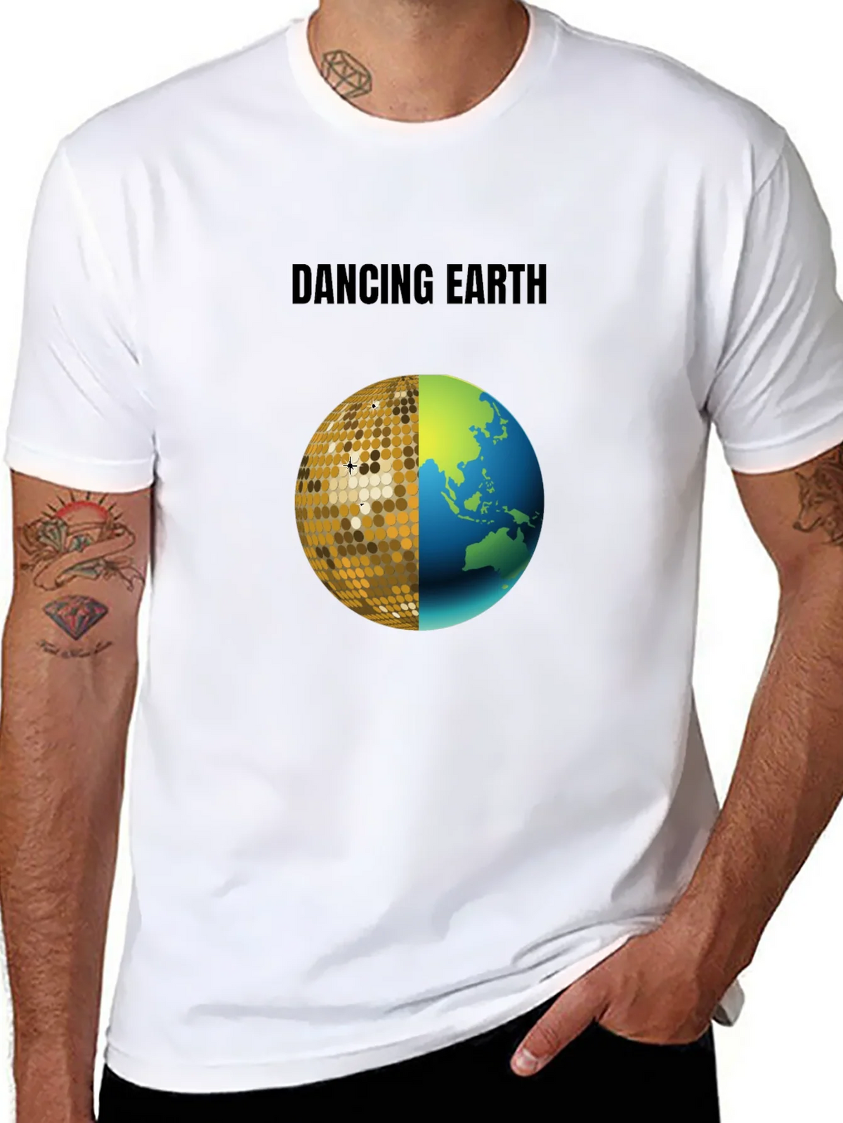 Dancing Earth Graphic Tee - Black Cotton T-Shirt product image 7